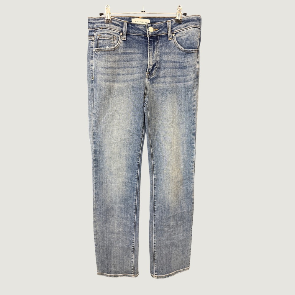 Risen Straight Leg Jeans Womens 7/28 Blue RDP5508 Medium Wash Stretch Denim